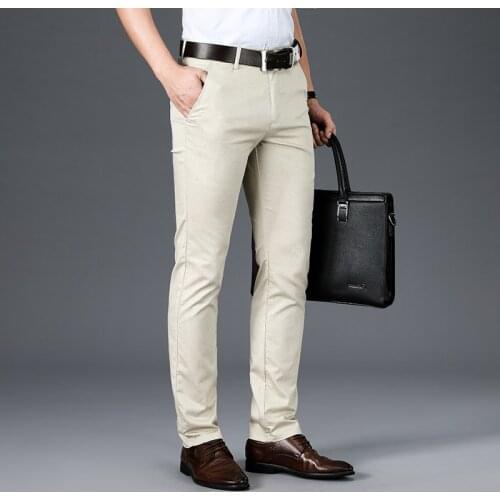 QUANBO Men Commuter Pant Slim, Comfortable, Breathable, FlexKnit Stretch, Straight-Leg Flat Front 2021 Summer Business Trousers
