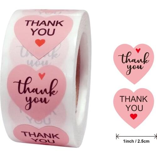 Thank You Handmade Pink Sticker Baking Birthday Decorative Label Stickers Wedding Souvenir Decoration Label Sticker 500Pcs/Roll