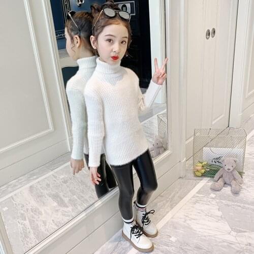 New Girls Sweater Babys Coat Outwear 2021 Sweet Thicken Warm Warm Winter Autumn Knitting Pullover Childrens Clothing