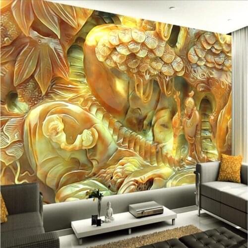 Beibehang Wallpaper custom wallpaper mural living room bedroom jade carving ancient TV background wall relief mural wallpaper