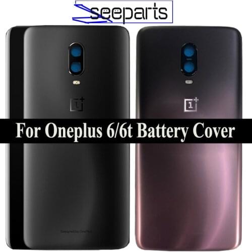 Original Glass For OnePlus 6T Back Battery Cover Door Rear Glass For Oneplus 6 Battery Cover 1+6T Housing Case With Camera Lens