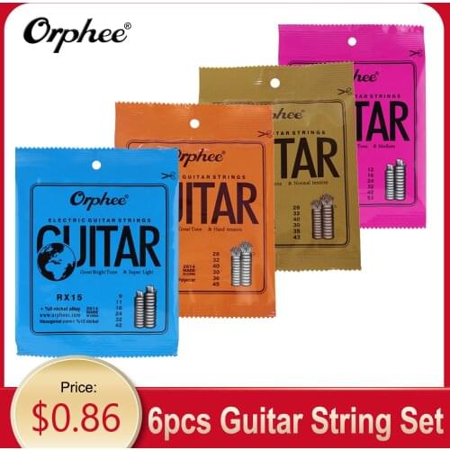 Orphee RX15 6pcs Electric Guitar String Set (.009-.042) Nickel Alloy Super Light Tension guitar string guitar accessories