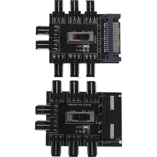 Fan Hub 1 To 8 3Pin Pwm Sata Molex Splitter PC Mining Cable 12V Power Suppply Cooler Cooling Speed Controller 4PIN/SATA