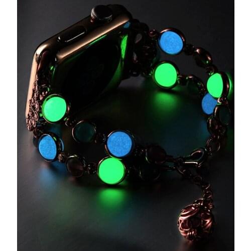 Watchband Luminous Bead Watch Strap Watch Luminous Jewelry Wristband Iwatch23456 Generation Metal Bracelet Strap