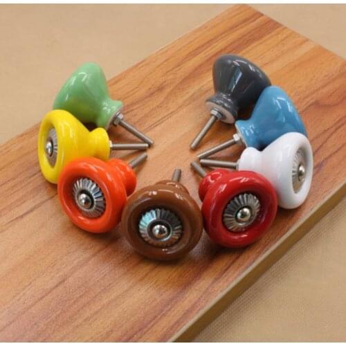 FAST SHIPPING 34mm Cartoon Modern Round Ceramic Knobs for shoe cabinet Cupboard Handles Door Pull for Kids children furniture