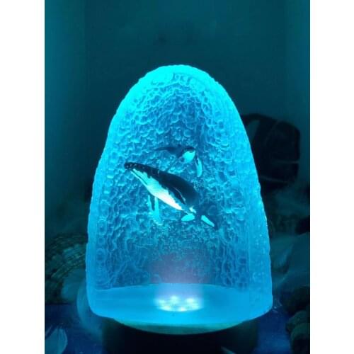 Handmade Marine Ocean Humpback Whale Mother and Child Crystal Peripheral Qi Tan Resin Decoration Car Creative Gift