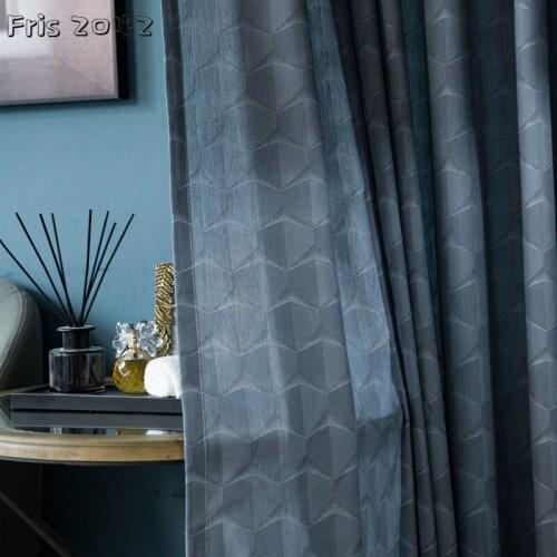 Modern Minimalist Dark Gray Geometric Square Curtain Custom Semi-shading Partition Curtains for Living Dining Room Bedroom