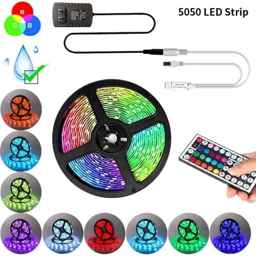 10M 5050 RGB LED Strip Light Waterproof Diode Tape 5M flexible led Ribbon DC 12V Adapter+IR Remote