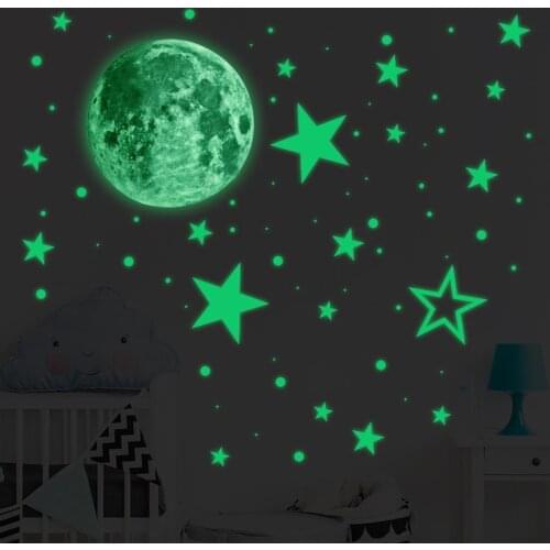 Shine In The Darkness 435 Pcs Luminous Moon Star Dot Wall Stickers Fluorescent Wall Stickers Environmental Decoration