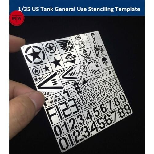 1/35 Scale US Tank Armed Vehicle General Use Stainless Steel Stenciling Template Leakage Spray Plate Model Building Tools AJ0018