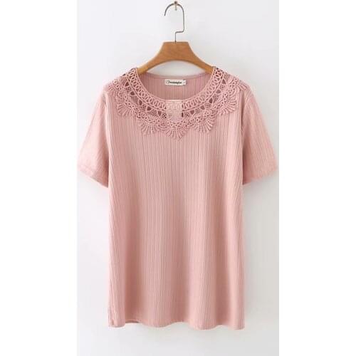 Plus size Ice silk pit strip fabric women T-shirt 2021 fashion summer t shirt short sleeve O Neck ladies tee shirt femme