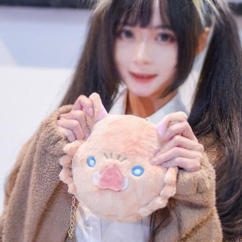 Demon Slayer: Kimetsu no Yaiba Inosuke Hashibira Cosplay Costumes Women Shoulder Bag Crossbody Mini Plush Bag Birthday Gift