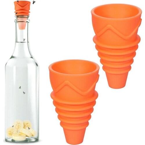 1/2/4/6/8pc Flexible Flies Trap Funnel Reusable Silicone Pest Control Fruit Flies Catcher Killer For Home Garden Kitchen
