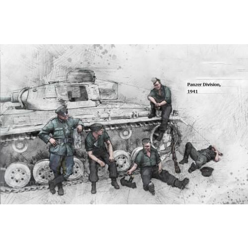 1/35 PANZER DIVISION 1941 (5 FIGURES NO TANK) BIG set toy Resin Model Miniature resin figure Unassembly Unpainted