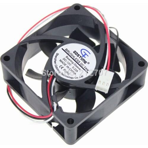 10PCS/Lot Plastic Brushless DC Cooling Fan 70mm 70x70x25mm DC 12V 3Pin 7cm 7025