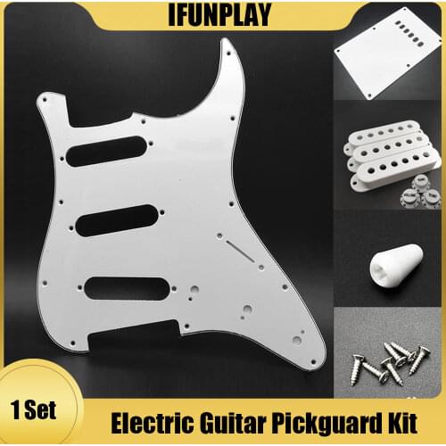 11 Hole ST Electric Guitar Pickguard SSS 48/50/52mm Single Coil Pickup Covers with 2T1V Guitar Knob 5 Way Switch Tip guitar Kit