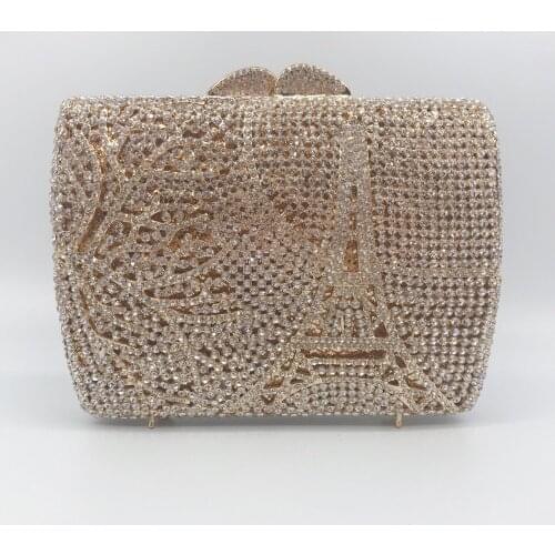 15x11CM Diamond-studded Dinner Bag Empty Metal Hard Box Diamond Bag Banquet Dress Clutch Women Tower Bag a6846