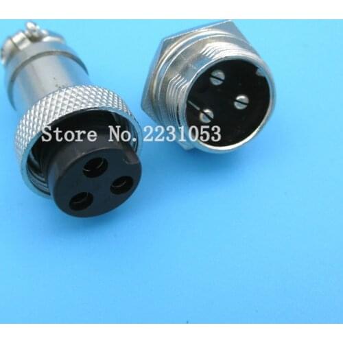 2 Sets/Lot GX16 3 Pins Male & Female Diameter 16mm Wire Panel Connector GX16-3 Circular Connector Aviation Socket Plug