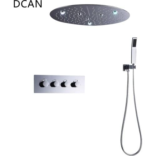 DCAN 20 " Round Multi-Function SPA Water Column Shower Hidden Inner Wall Thermostat LED Light Ceiling Shower System