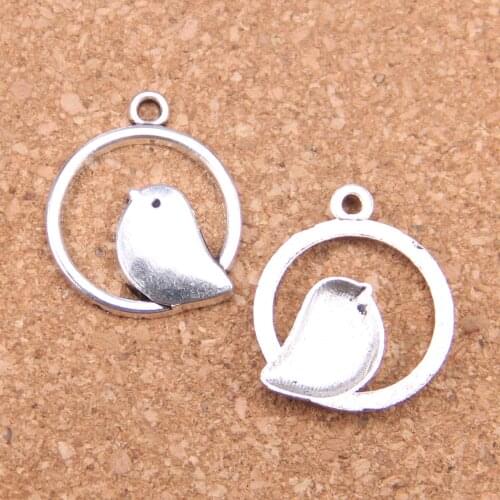 68pcs Charms circle little bird 20mm Antique Pendants,Vintage Tibetan Silver Jewelry,DIY for bracelet necklace
