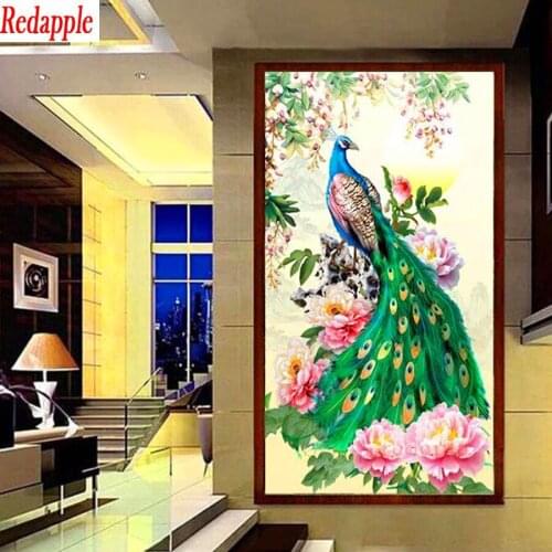 Full Square/Round Drill 5D DIY Diamond Painting "Animal peacock" Embroidery peony Screen aisle Cross Stitch 5D large Home Decor