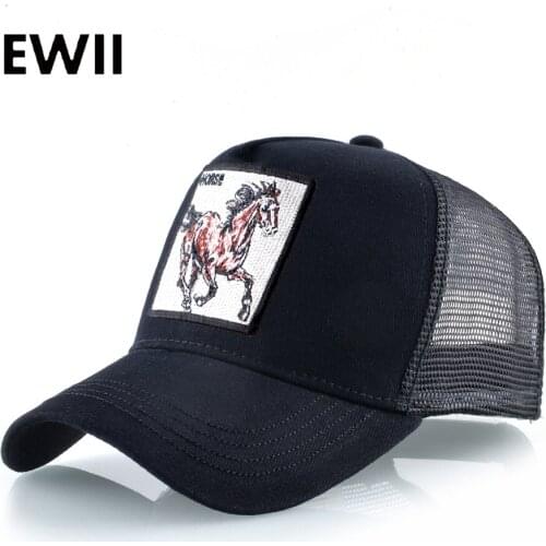Animal Embroidery Baseball Cap Snapback Mesh Hip Hop Caps For Men Summer Trucker Hat Horse Visor Hats Women gorros mujer