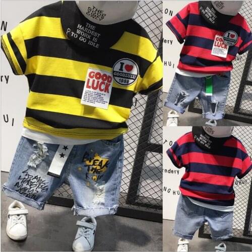 Brand Baby Boy Girl Summer Sets Clothing Cotton Infantil Clothes Stripes Print Costume for Kids 2-7Years boys Clothing set