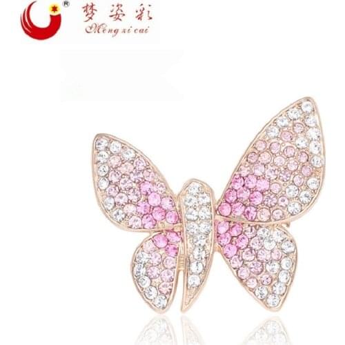 MZC Lovely Crystal Butterfly Chic Full Rhinestone Brosh Broches Mujer Hijab Pin Collar Badge Lapel Pin Corsage Accessories