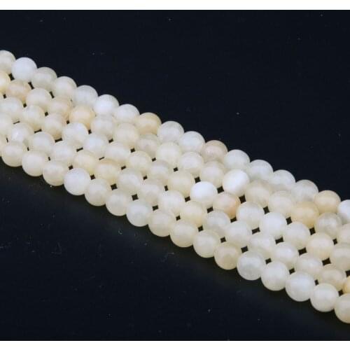 Natural Topaz Stone Beads Necklace Accessories Round Polished Yellow Jade Stone Charms For Jewelry Making Bracelet Earrings