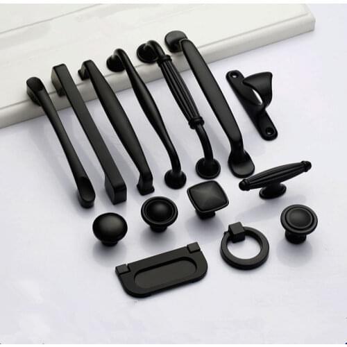 Black Handles for Furniture Cabinet Knobs and Kitchen Handles Drawer Knobs Cabinet Pulls Cupboard Handles Knobs aluminium alloy