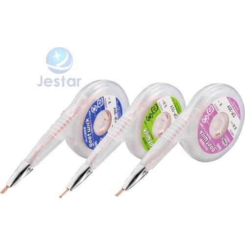 CP-15Y CP-20Y CP-30Y 2M GOOT MSDS Desoldering Wicks Dispenser Pack with Stainless Steel Mouth for Precision PCBs RMA Safely