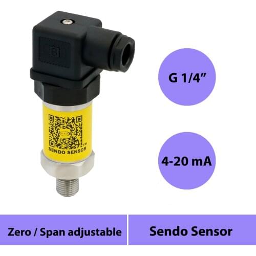 4-20mA pressure sensor, 12-36V supply, 1MPa/10bar/145psi gauge, G1/4", pressure 0.35 bar, 1 bar, 16 bar, 25 bar, 100 bar, 400bar