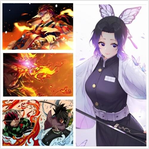 HD Prints Canvas Poster Modern Anime Demon Slayer Eyes Pictures Modular Wall Art Painting Living Room Home Decoration Framed