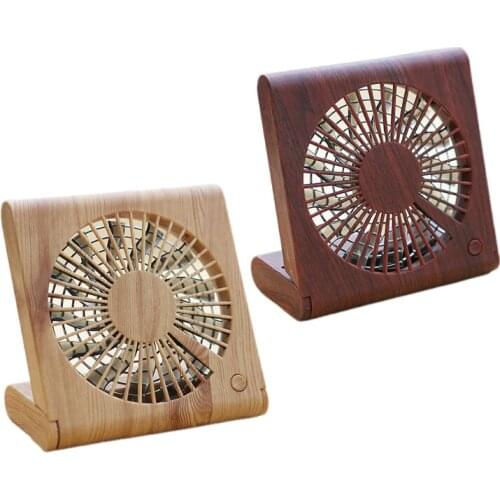 Wood Grain Desktop Fan Usb Charging Mini Fan Three Speed Adjustable Portable X7XA