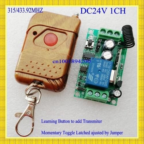 DC 24V 1CH Remote Switch 10A Relay Receiver Transmitter NO COM NC Output Relay Switching Learning Code ASK 315/433 Smart Home