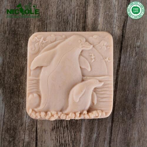 DIY Silicone Mold Handmade Square with Penguin Relief Mould