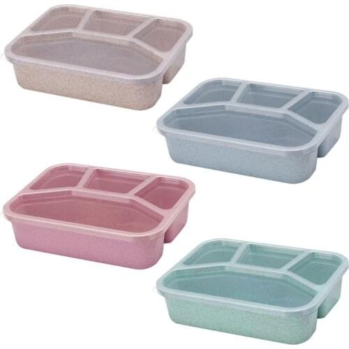 Eco Healthy Wheat Straw Lunch Box Bento Microwavable Food Storage Container For Children Students