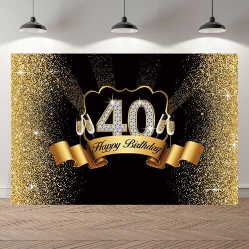 NeoBack 40th BirthdaybRoyal Golden Black Celebration Background Photocall Banner Anniversary Decoration Photography Backdrop