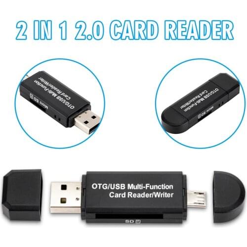 POHIKS 1pc High Quality 2-in-1 Card Reader Portable Micro SD Flash Drive Memory Card Reader/Writer Adapter