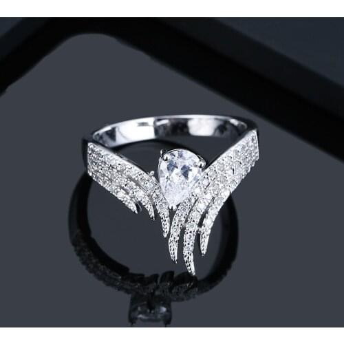 UUNICO Adjustable Angel Wings Ring Micro Pave Zircon Multicolor Rings For Women Fashion rings Jewelry bague femme Female Gifts