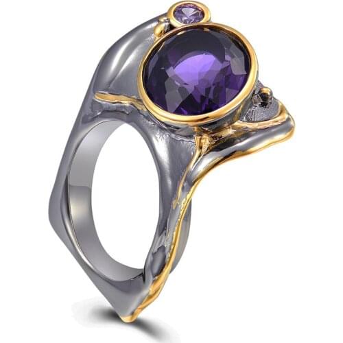 Irregular Cool ring Oval Purple stone Jewelry Cocktail party Rings Womens Jewellery Fashion Accessories