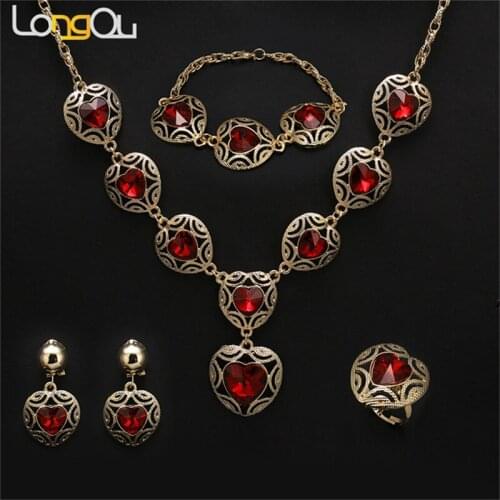 Longqu High quality Jewelry set for dubai Womens Jewelry Sets Gift of the Long Chain heart on valentines day For Party