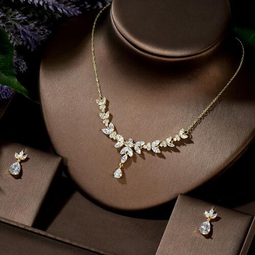 HIBRIDE Clear AAA Cubic Zirconia Jewelry Sets for Women Earring Necklace Set Bridal Dress Accessories Bjoux Femme N-1471