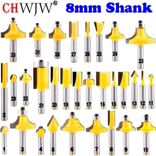 1pc 8mm Shank wood router bit Straight end mill trimmer cleaning flush trim corner round cove box bits tools Milling Cutter