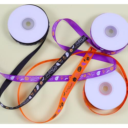 25 Yards Halloween Pumpkin Ghost Printed Ribbon Gift Wrap Ribbons Cake Box Crafts Packing Strip Halloween Party Decoration