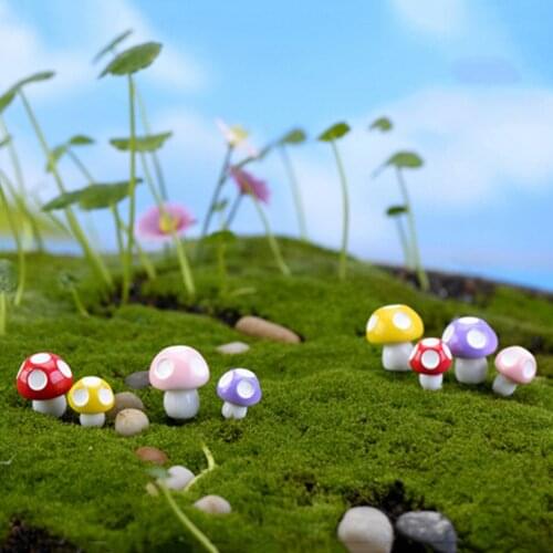 10pcs Mushrooms Terrarium Figurines Fairy Garden Miniatures Party Garden Mini Mushroom Garden Ornament Resin Crafts Decoration