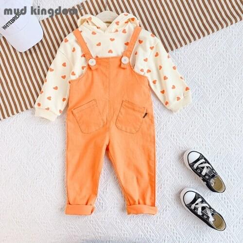 Mudkingdom Cute Kids Overalls Girls Boys Button Loose Pockets Solid Sports Casual Pants for Toddler Drop Shoulder Kids Clothes