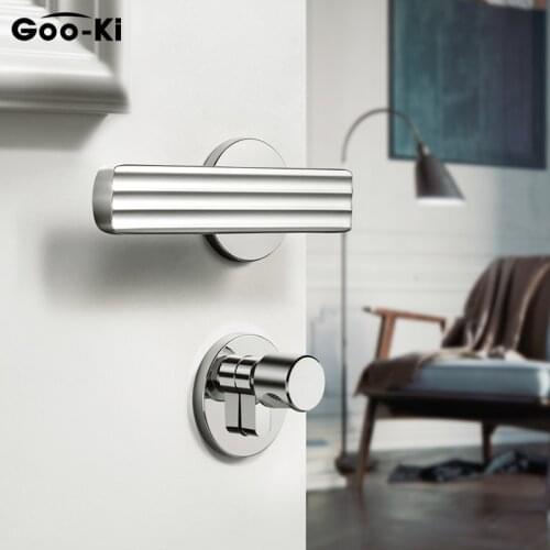 Modern Polished Chrome Door Lock Set Aluminum Alloy Slient Interior Security Door Lock Handle Set Gate Lock Furniture Hardware