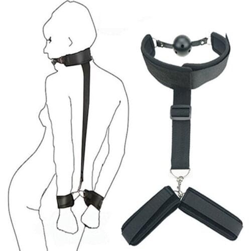 BDSM Hand Handcuff Sex Toys Adult Games Neck Handcuffs Nylon Ball Plug Adult Slave Restraints Wrist Cuffs Couples Sex Products
