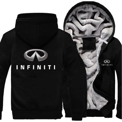 New Winter Men Fashion Infiniti Logo Hoodies Jacket High Quality Casual Wool Liner Fleece Sweatshirts Male Hoody Coat